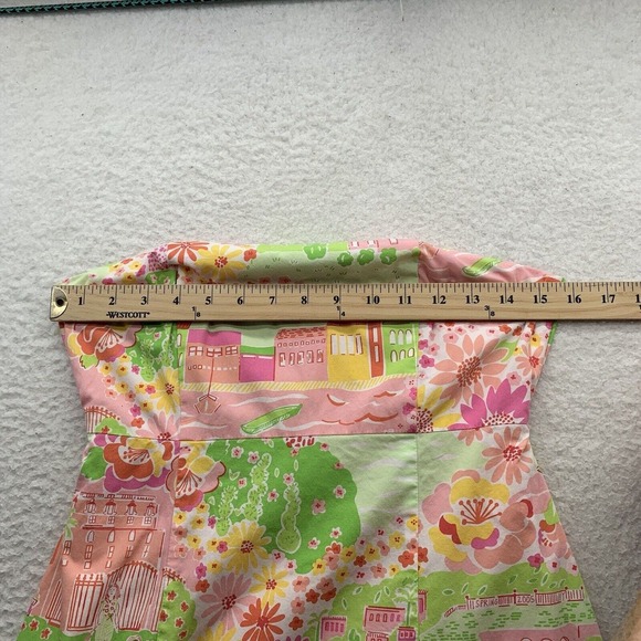Lilly Pulitzer Strapless Dress Sz‎ 2 Back Tie Negresco Spring 05 French Riviera - Picture 11 of 16